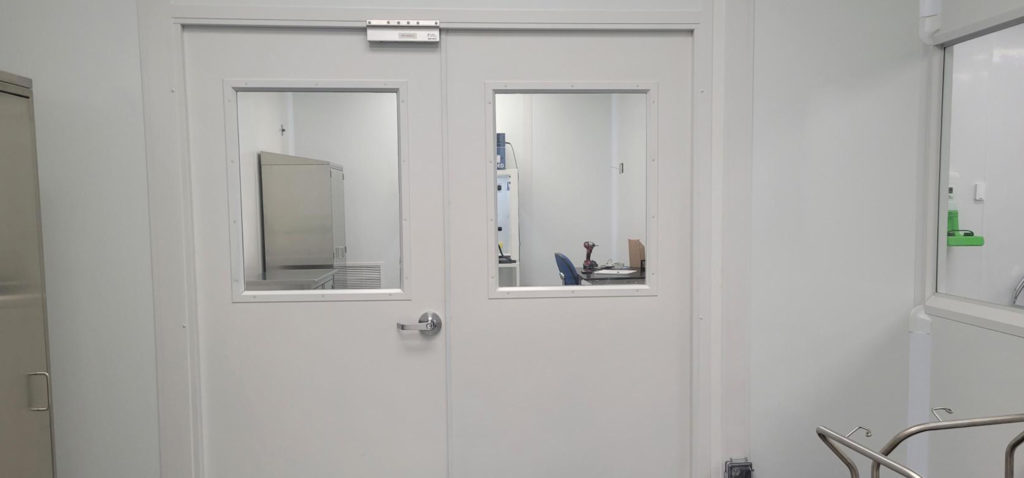 Two Door Entrance to the Grade D Compliant Material Transfer Room