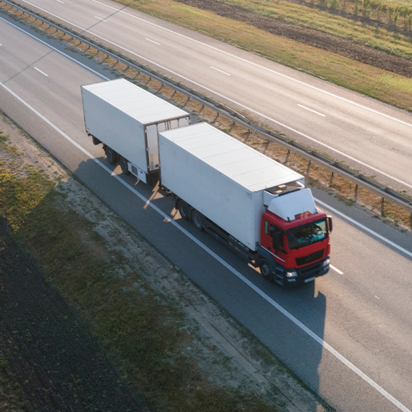 Aerial View of Large Truck on the Road for Emergency Management Solutions